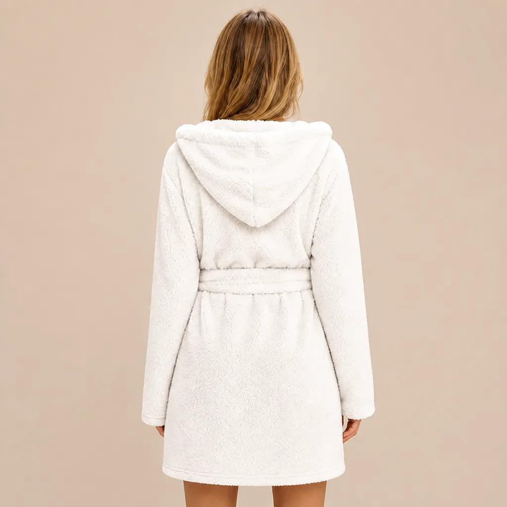 La boutique du peignoir Peignoir Capuche Femme - Court en Polaire, Blanc