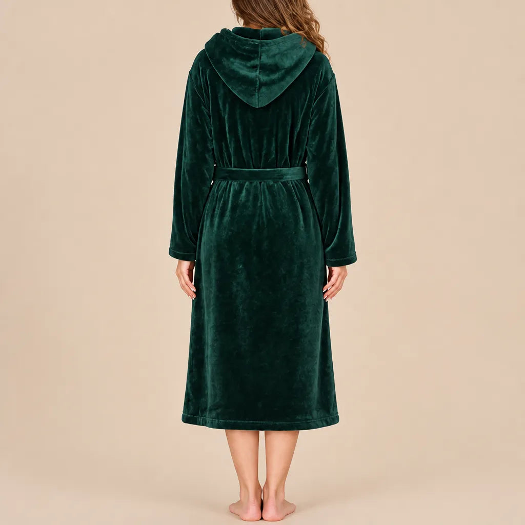 La boutique du peignoir Peignoir Capuche Femme - Long en Polaire, Vert Sapin