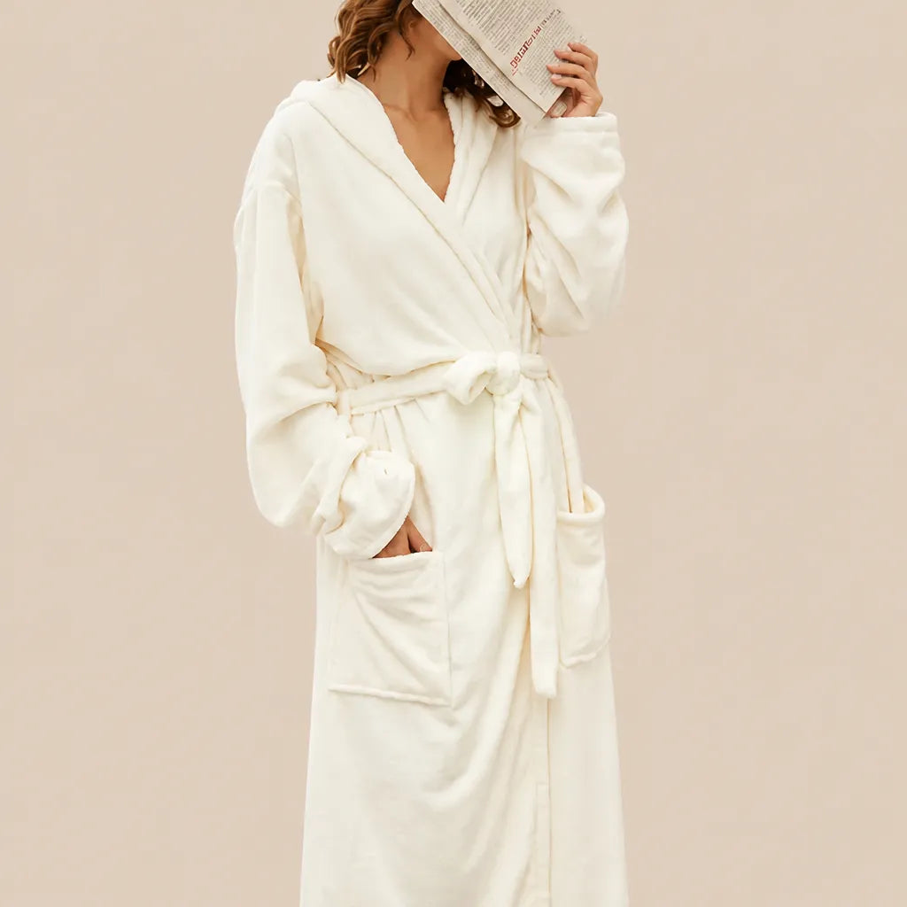 La boutique du peignoir Peignoir de Bain Femme - Microfibre à Capuche, Écru