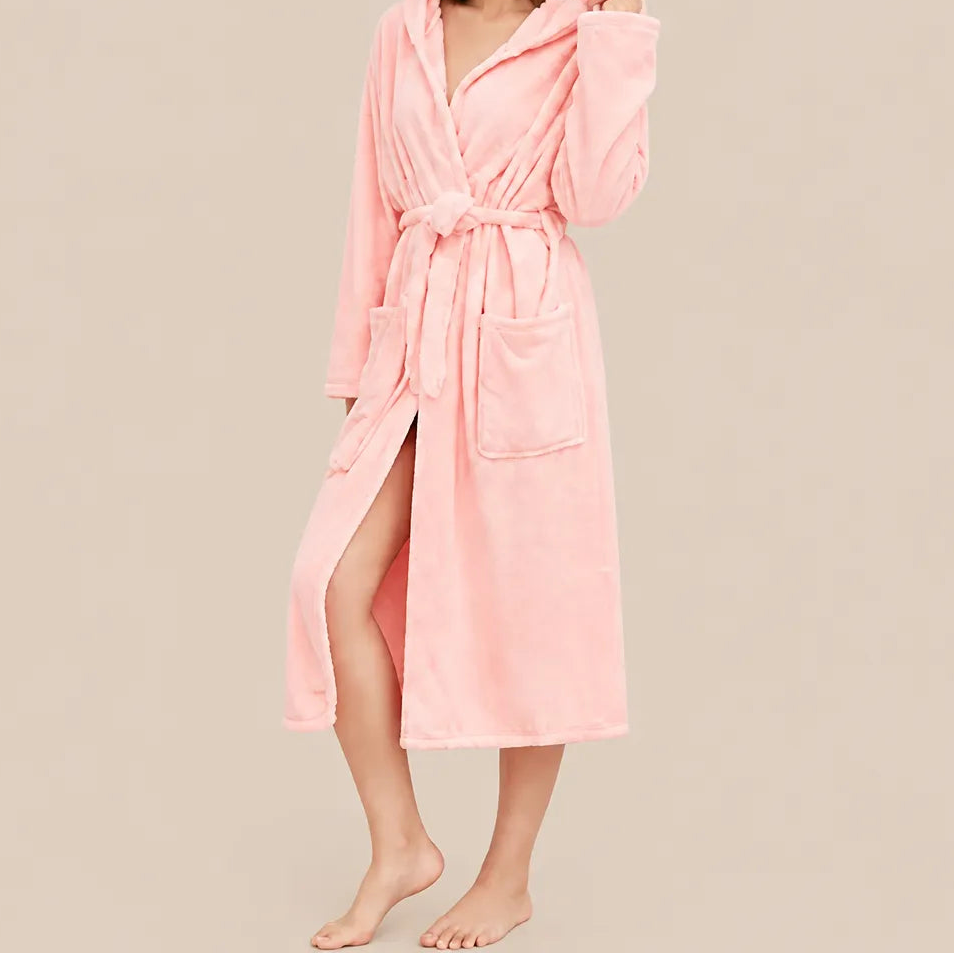La boutique du peignoir Peignoir de Bain Femme - Microfibre à Capuche, Rose Saumon