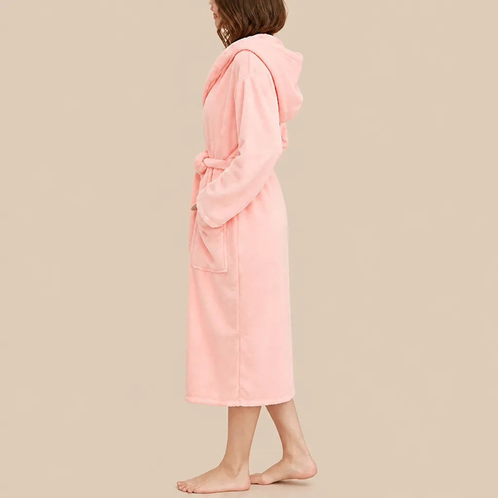 La boutique du peignoir Peignoir de Bain Femme - Microfibre à Capuche, Rose Saumon