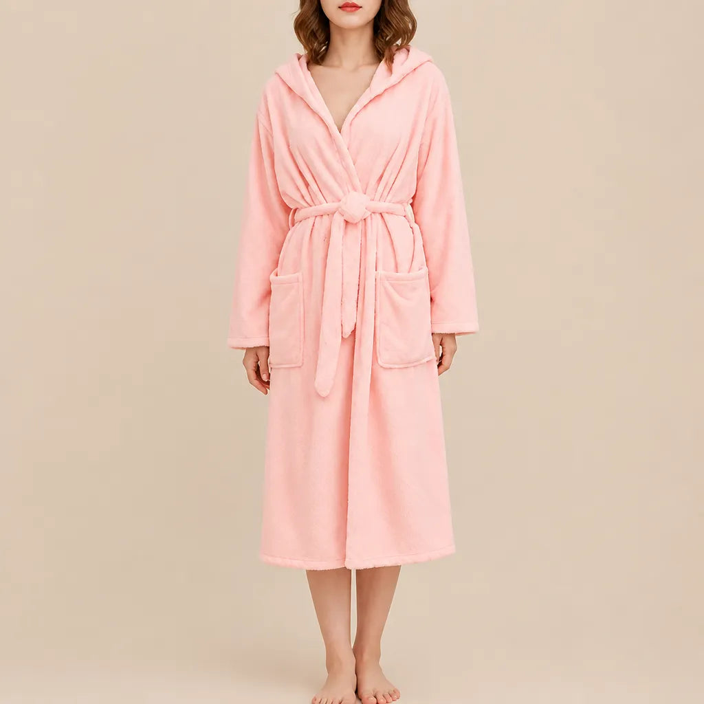 La boutique du peignoir Peignoir de Bain Femme - Microfibre à Capuche, Rose Saumon