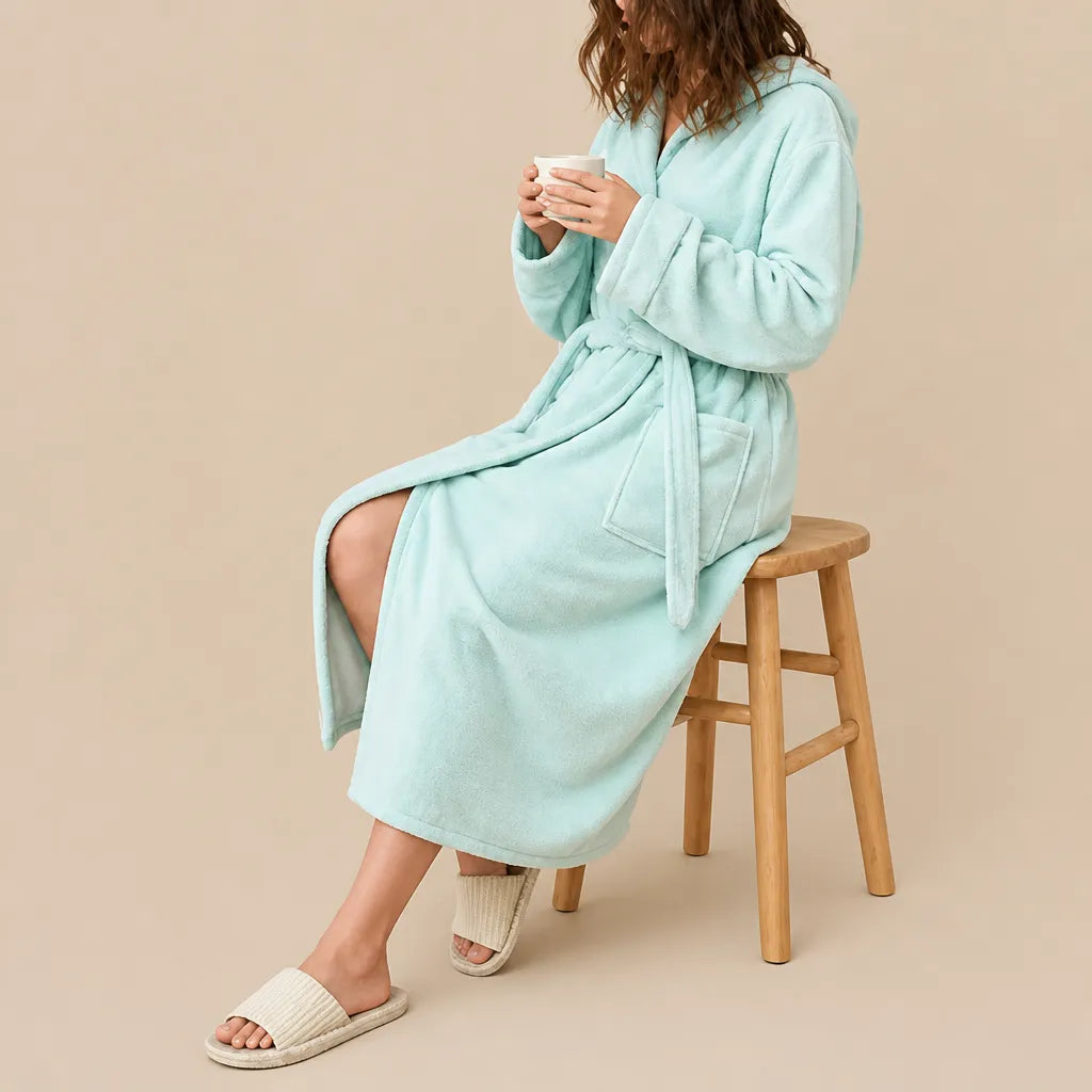 La boutique du peignoir Peignoir de Bain Femme - Microfibre à Capuche, Vert d'Eau