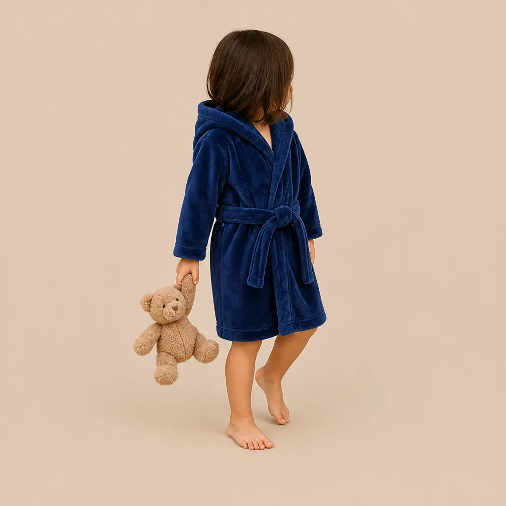 La boutique du peignoir Peignoir Enfant - Polaire à Capuche Ourson, Bleu Marine