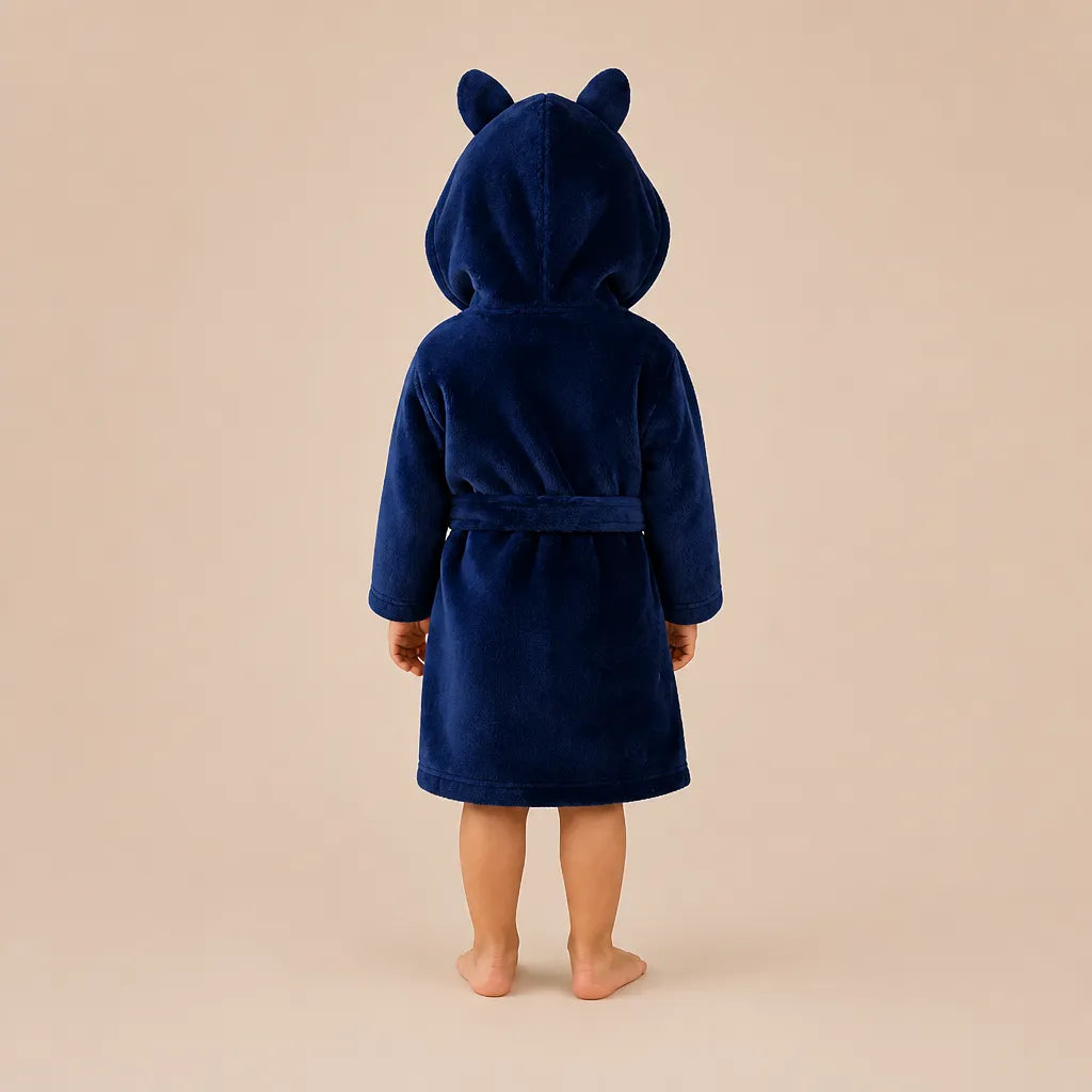 La boutique du peignoir Peignoir Enfant - Polaire à Capuche Ourson, Bleu Marine