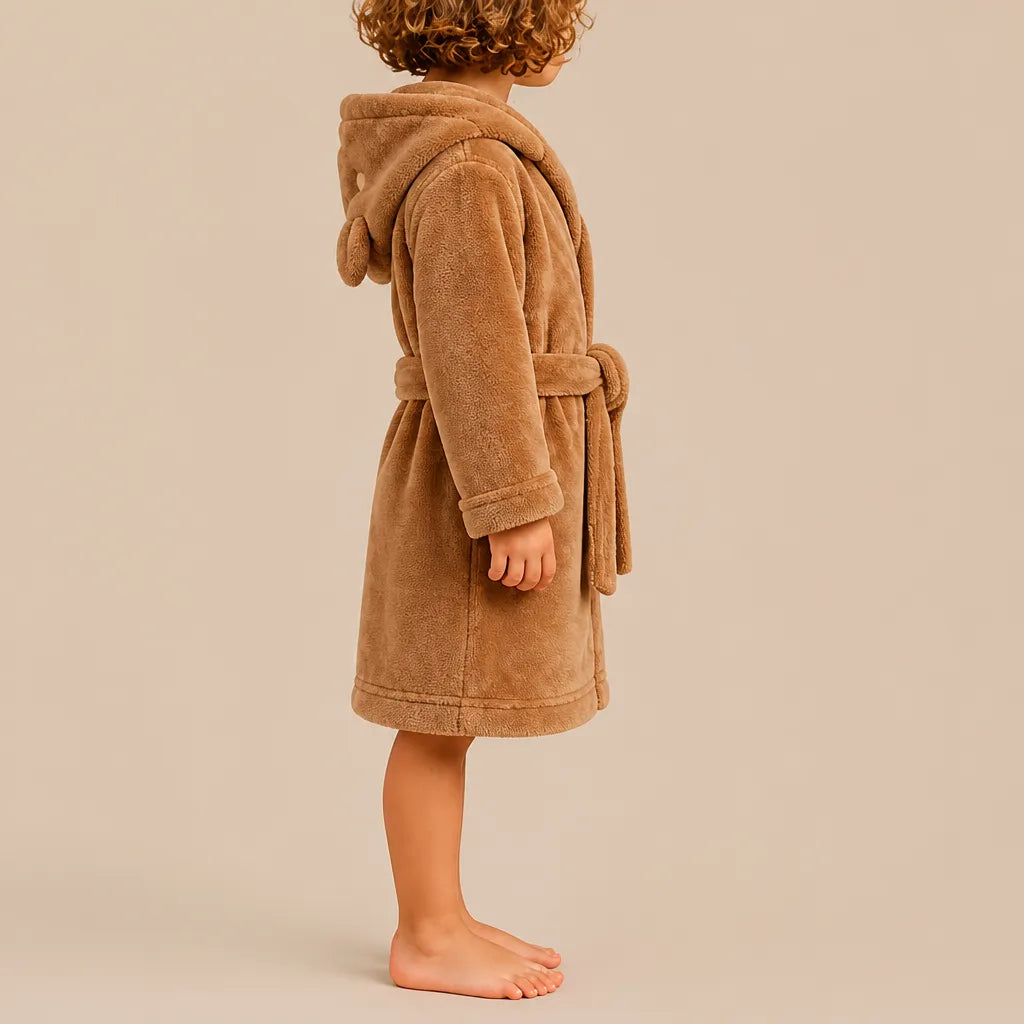 La boutique du peignoir Peignoir Enfant - Polaire à Capuche Ourson, Marron Caramel