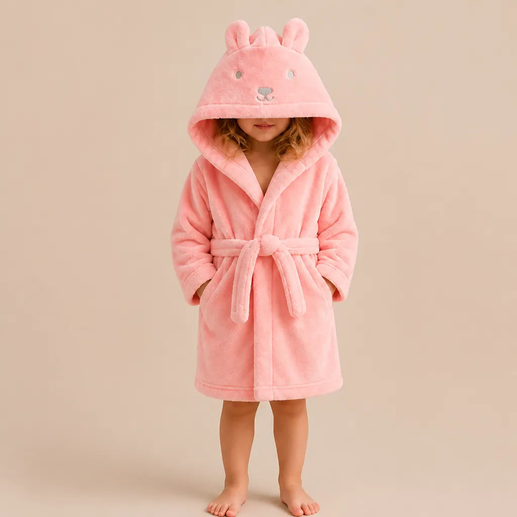 La boutique du peignoir Peignoir Enfant - Polaire à Capuche Ourson, Rose