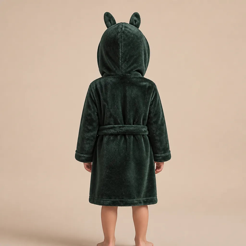 La boutique du peignoir Peignoir Enfant - Polaire à Capuche Ourson, Vert Sapin