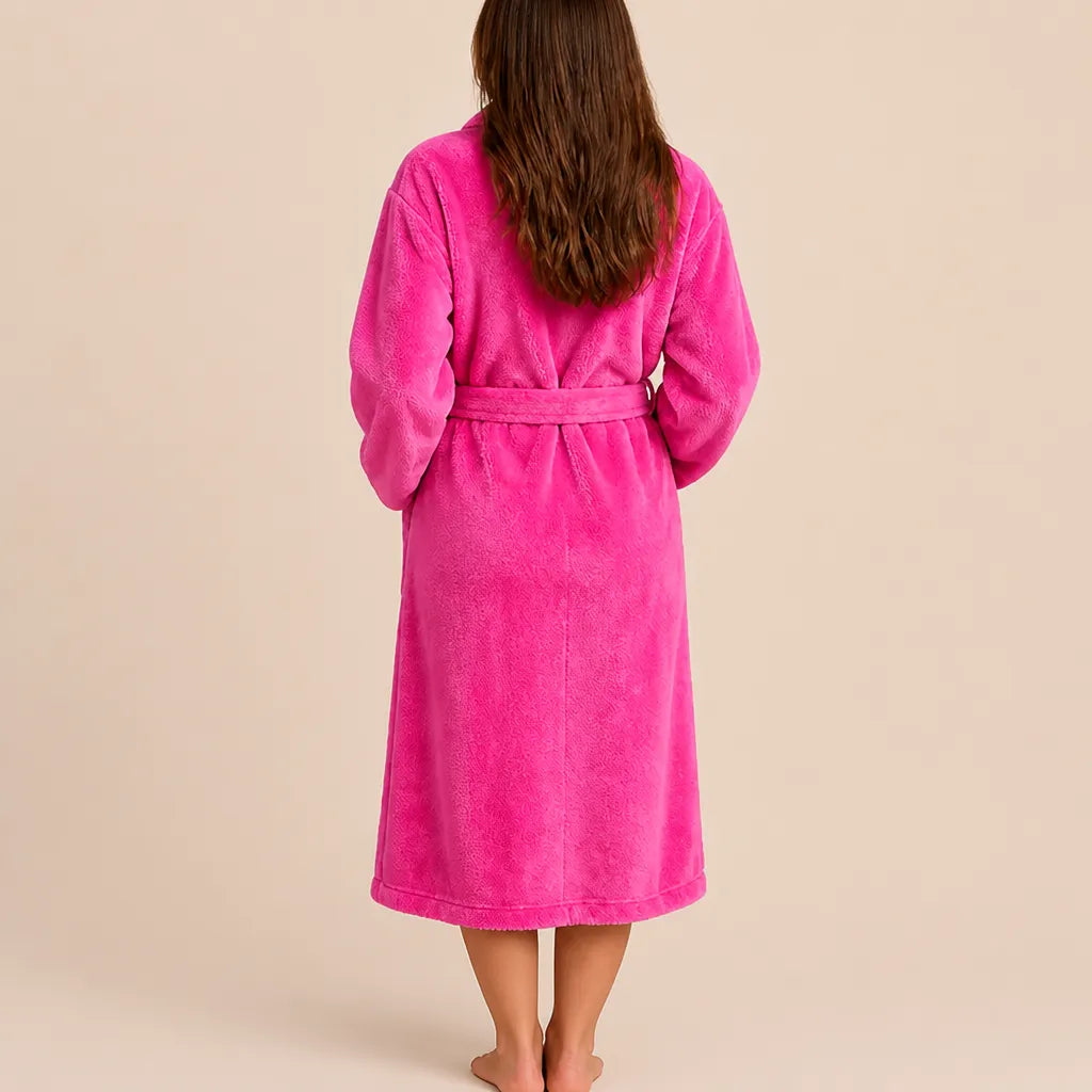 La boutique du peignoir Peignoir Femme Polaire - Long à Col Châle, Fuchsia