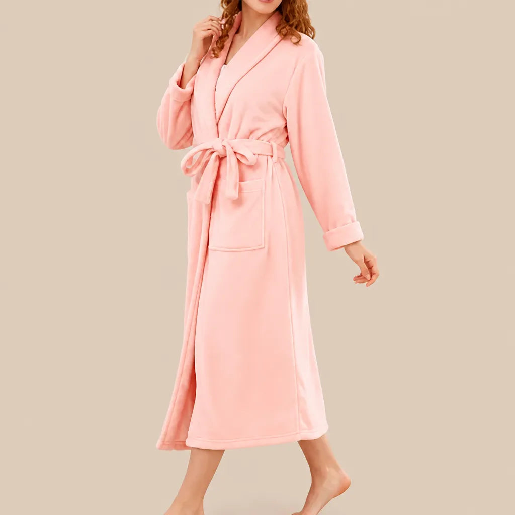 La boutique du peignoir Peignoir Femme Polaire - Long à Col Châle, Rose Saumon
