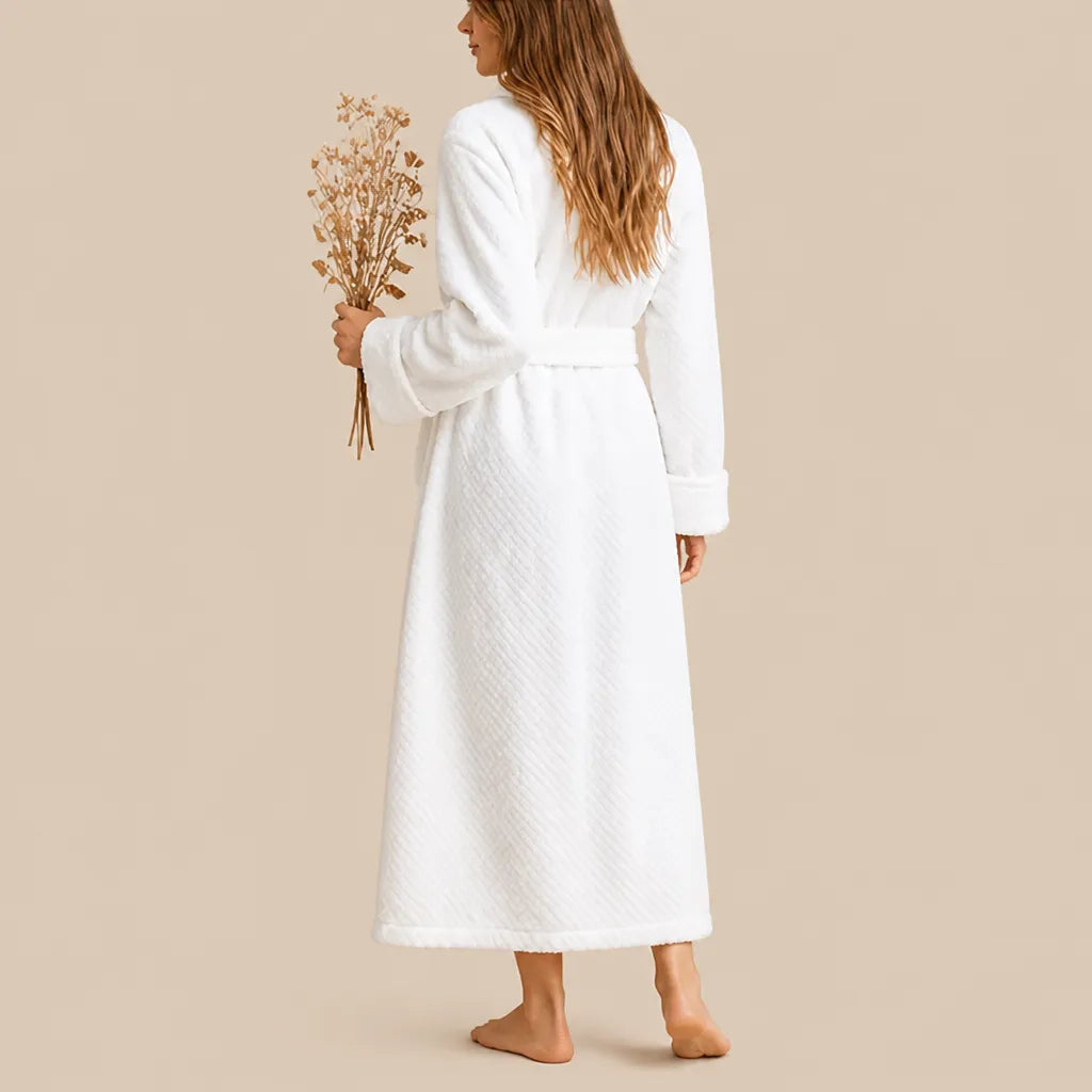 La boutique du peignoir Peignoir Femme Polaire - Long Gaufré, Blanc