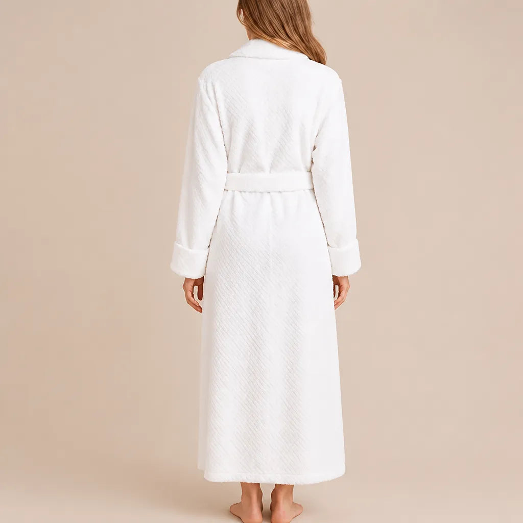La boutique du peignoir Peignoir Femme Polaire - Long Gaufré, Blanc