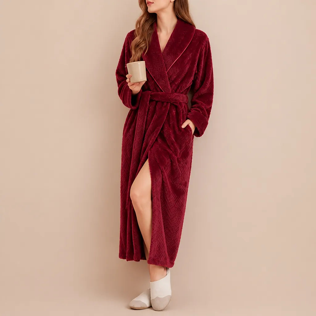 La boutique du peignoir Peignoir Femme Polaire - Long Gaufré, Bordeaux