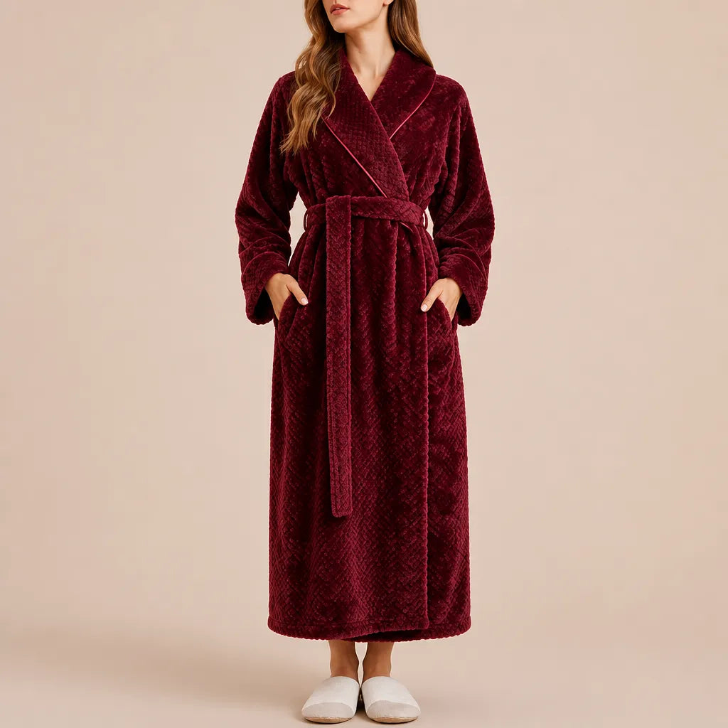 La boutique du peignoir Peignoir Femme Polaire - Long Gaufré, Bordeaux
