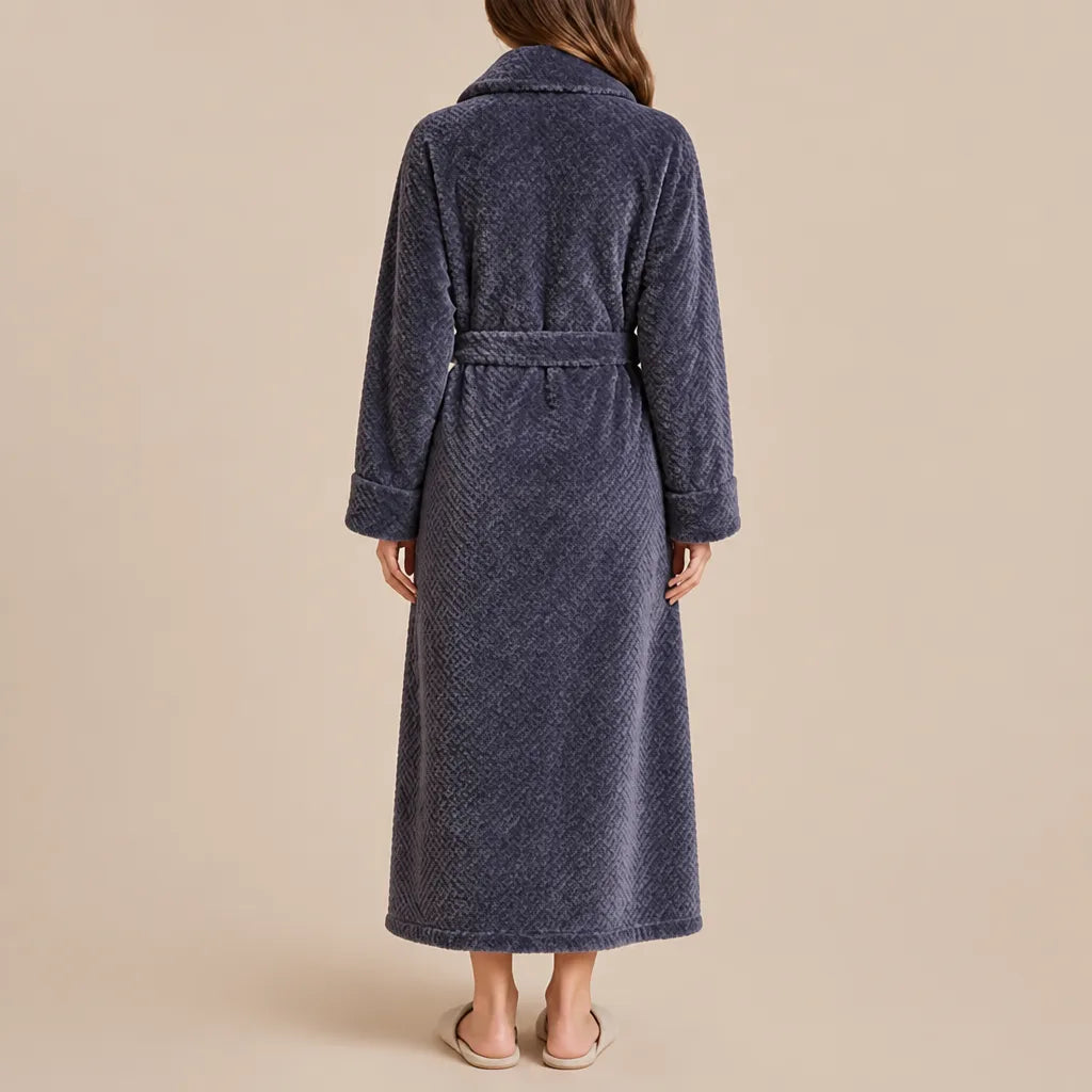 La boutique du peignoir Peignoir Femme Polaire - Long Gaufré, Gris Anthracite