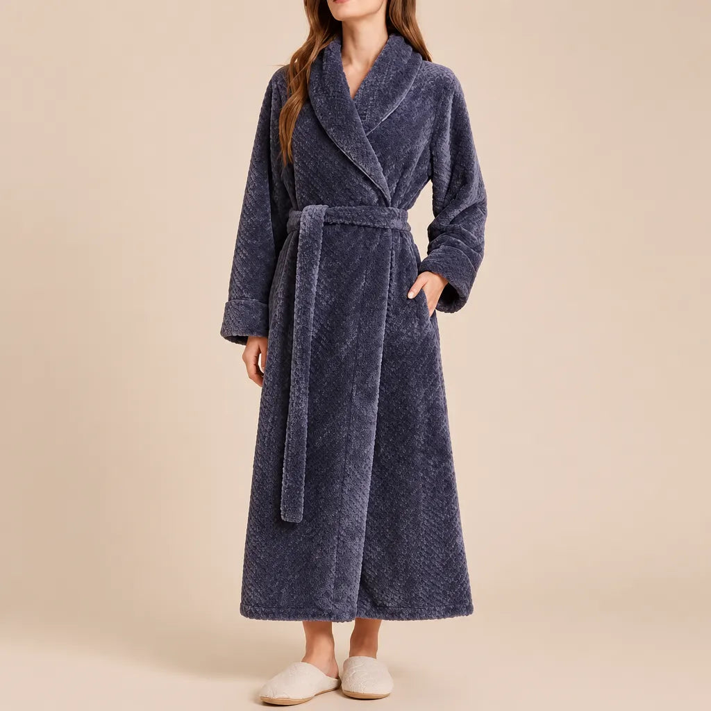 La boutique du peignoir Peignoir Femme Polaire - Long Gaufré, Gris Anthracite