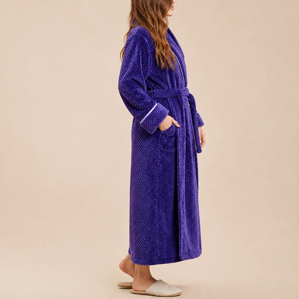 La boutique du peignoir Peignoir Femme Polaire - Long Gaufré, Violet