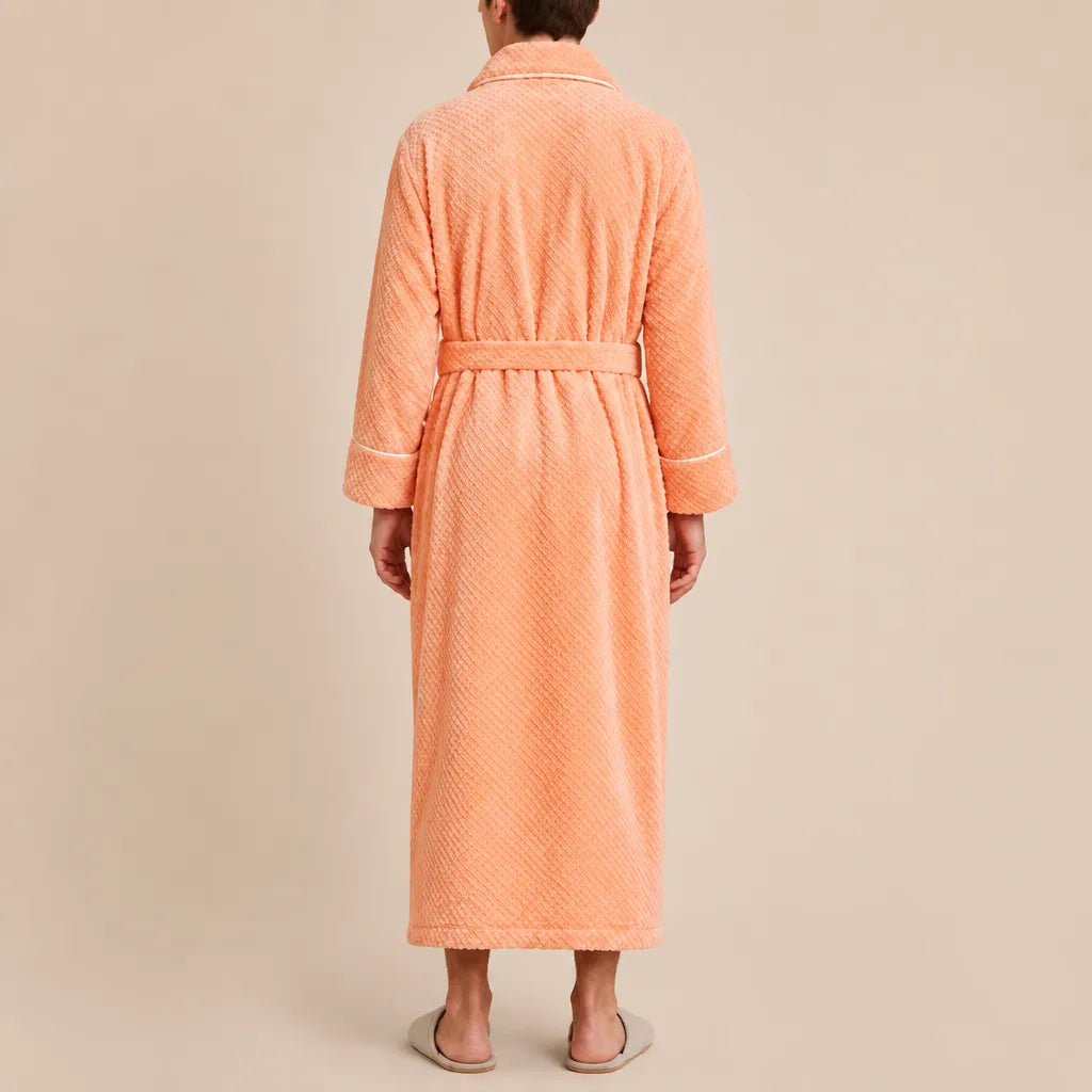 La boutique du peignoir Peignoir Homme Polaire - Long Gaufré, Orange Abricot