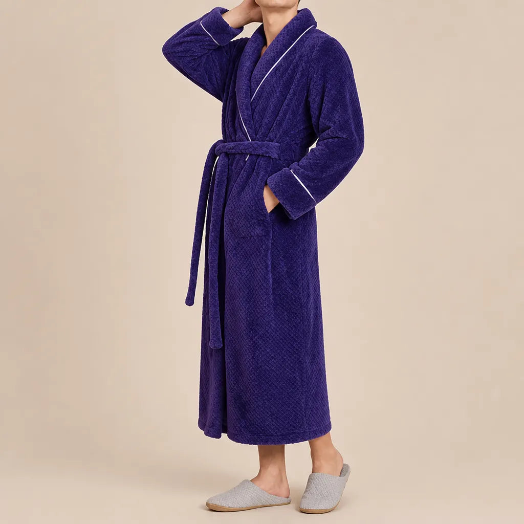La boutique du peignoir Peignoir Homme Polaire - Long Gaufré, Violet