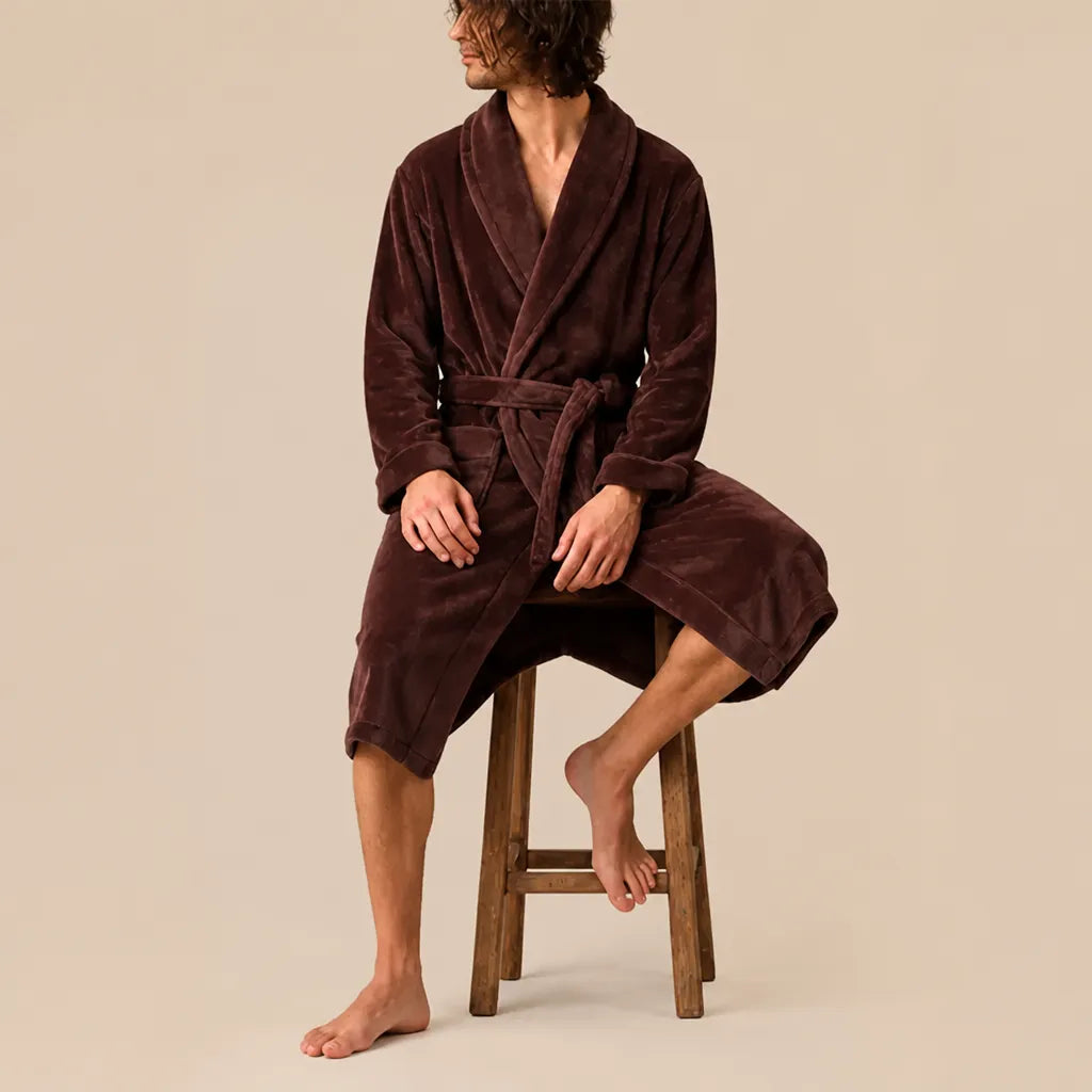 La boutique du peignoir Peignoir Homme Polaire - Mi-Long, Marron Chocolat