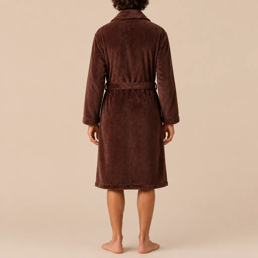 La boutique du peignoir Peignoir Homme Polaire - Mi-Long, Marron Chocolat