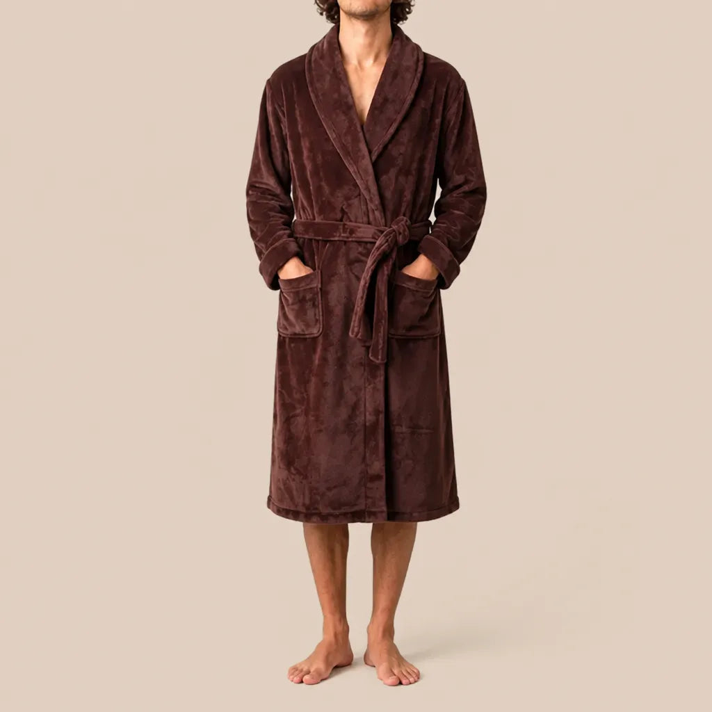 La boutique du peignoir Peignoir Homme Polaire - Mi-Long, Marron Chocolat