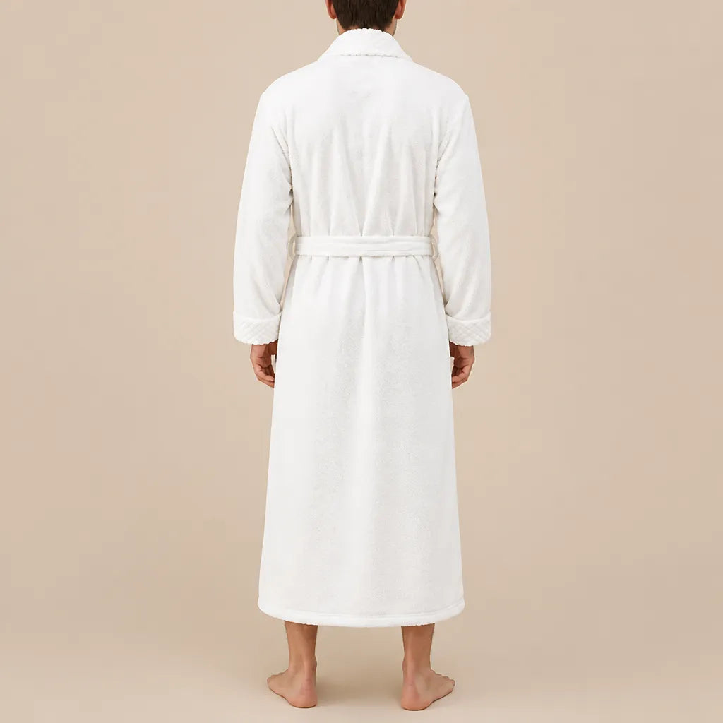 La boutique du peignoir Peignoir Homme Polaire - Velours Col Châle, Blanc