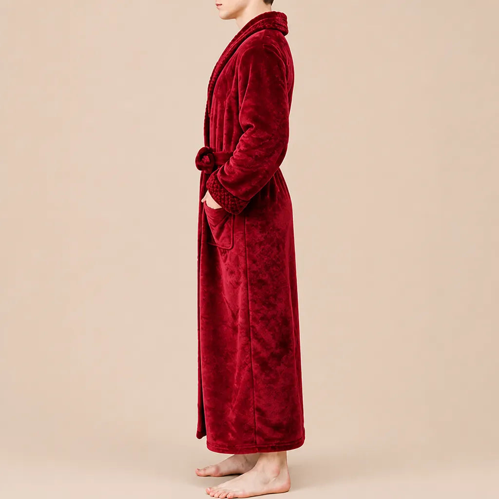 La boutique du peignoir Peignoir Homme Polaire - Velours Col Châle, Bordeaux