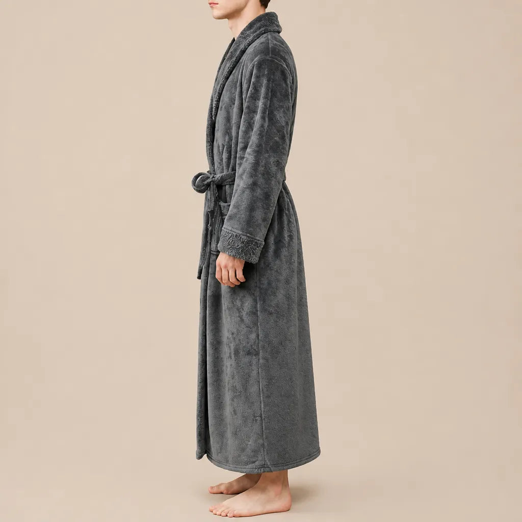 La boutique du peignoir Peignoir Homme Polaire - Velours Col Châle, Gris