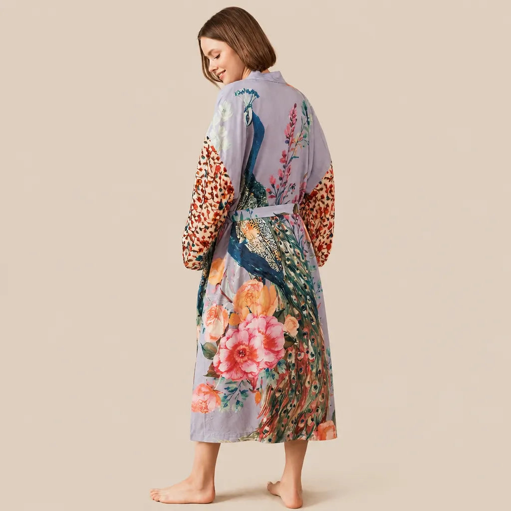 La boutique du peignoir Peignoir Kimono Femme - Voile de Plage à Paon, Lilas