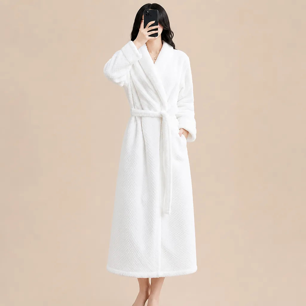 La boutique du peignoir Peignoir Long Femme - en Polaire Épaisse, Blanc