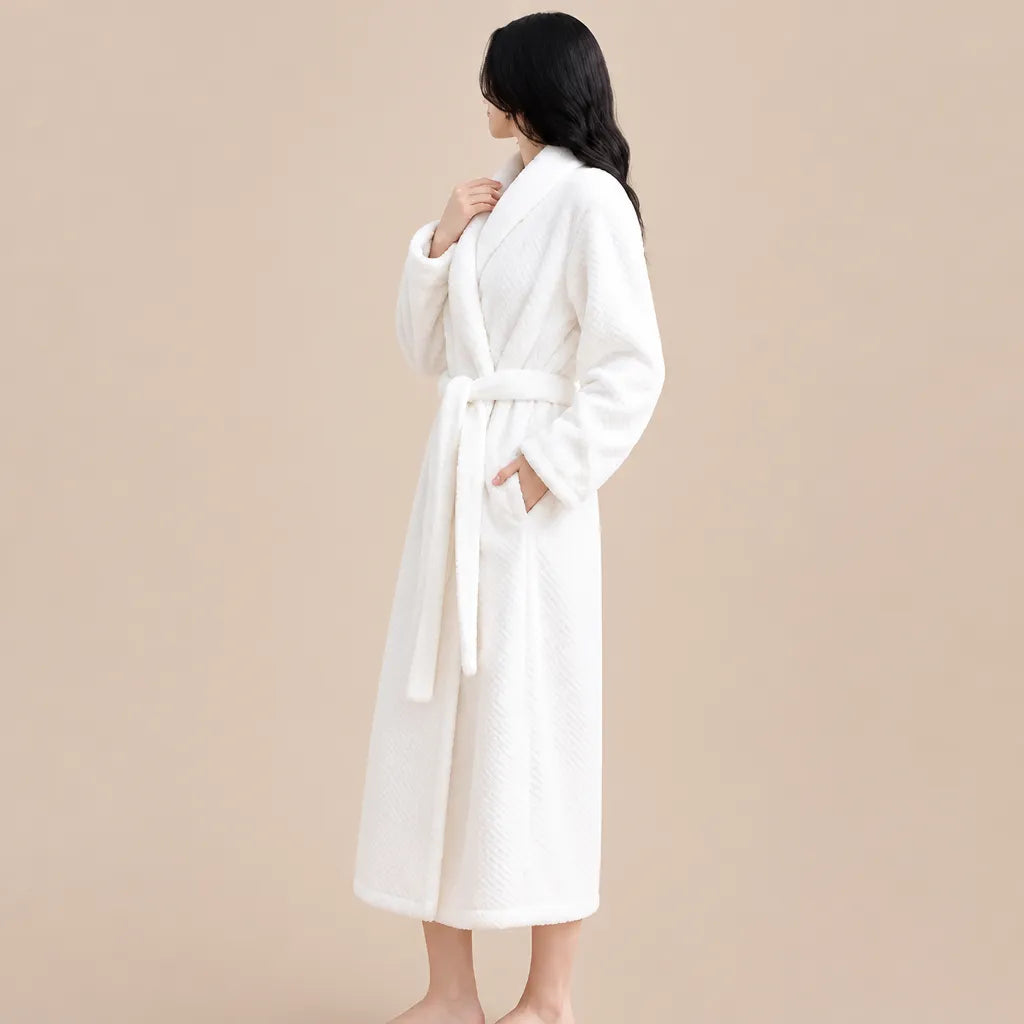 La boutique du peignoir Peignoir Long Femme - en Polaire Épaisse, Blanc