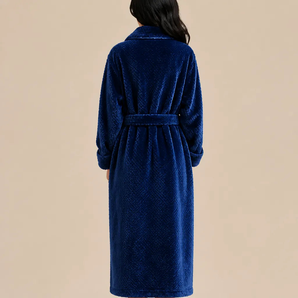 La boutique du peignoir Peignoir Long Femme - en Polaire Épaisse, Bleu Marine