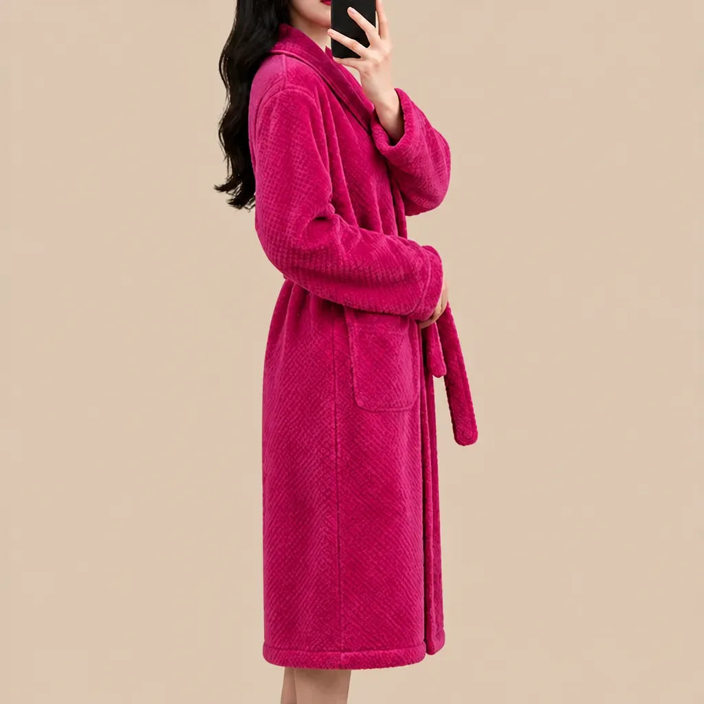 La boutique du peignoir Peignoir Long Femme - en Polaire Épaisse, Fuchsia