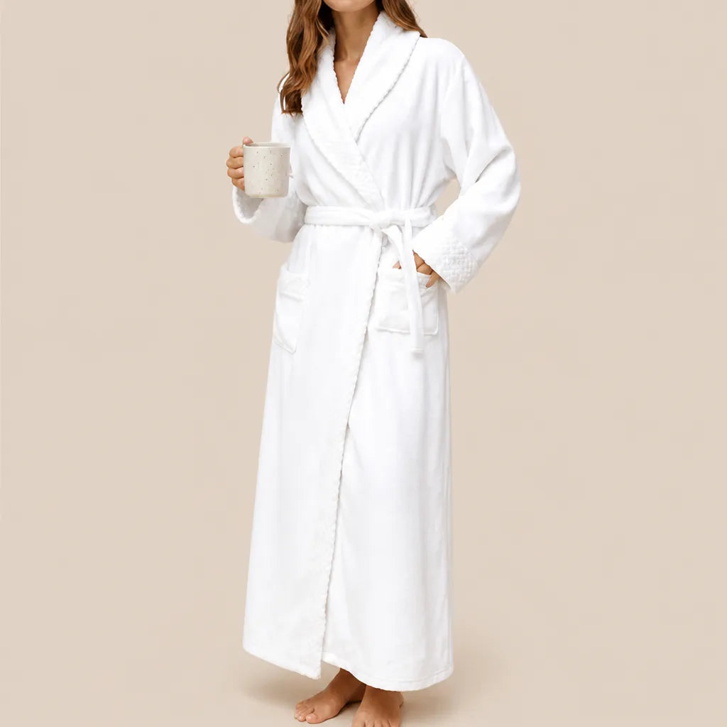 La boutique du peignoir Peignoir Velours Femme - Col Châle, Blanc