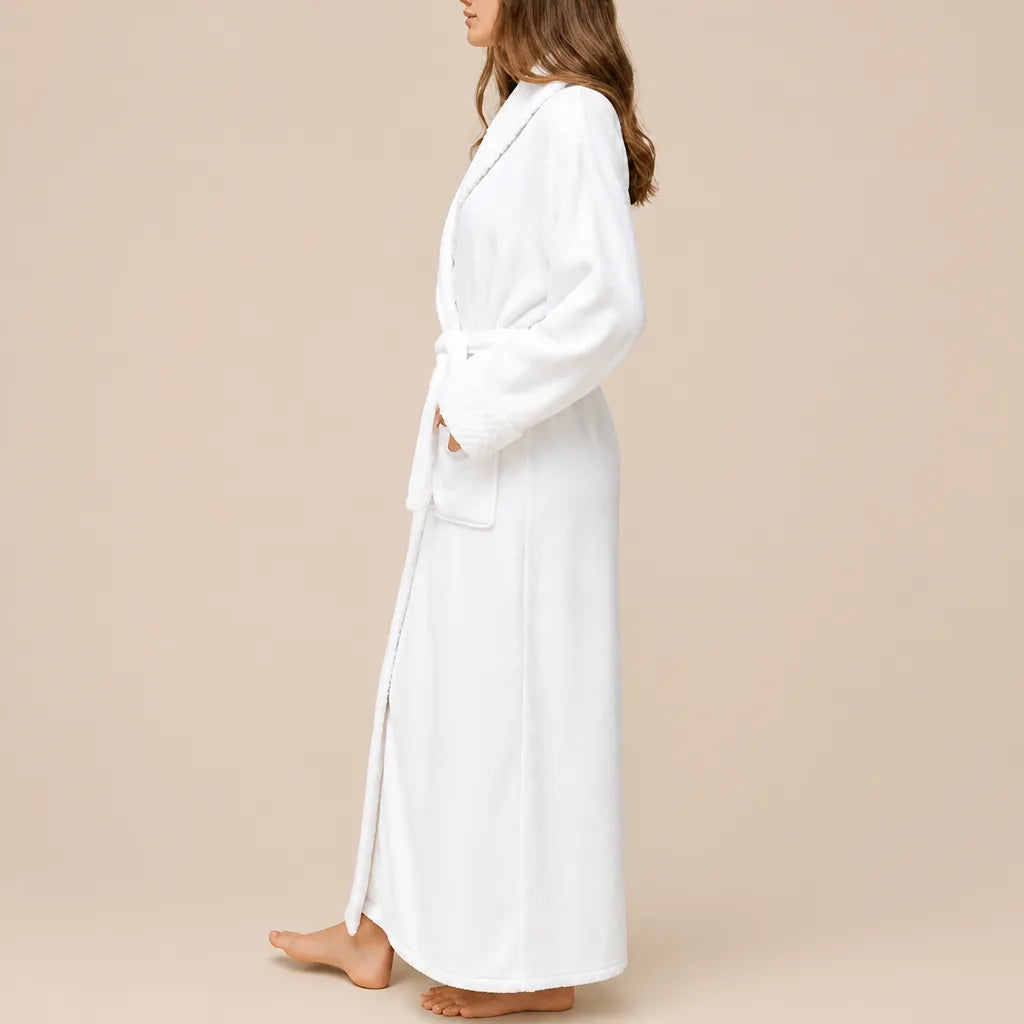 La boutique du peignoir Peignoir Velours Femme - Col Châle, Blanc