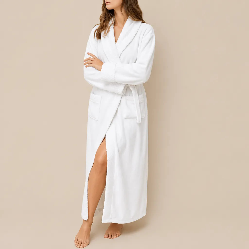 La boutique du peignoir Peignoir Velours Femme - Col Châle, Blanc