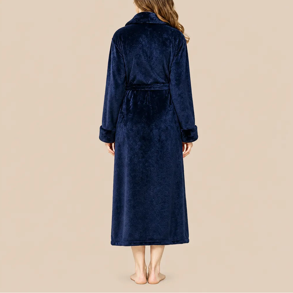 La boutique du peignoir Peignoir Velours Femme - Col Châle, Bleu Marine