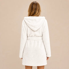 La boutique du peignoir Peignoir Capuche Femme - Court en Polaire, Blanc