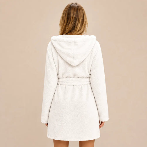 La boutique du peignoir Peignoir Capuche Femme - Court en Polaire, Blanc