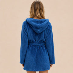 La boutique du peignoir Peignoir Capuche Femme - Court en Polaire, Bleu Roi
