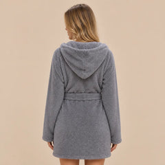 La boutique du peignoir Peignoir Capuche Femme - Court en Polaire, Gris
