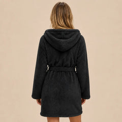 La boutique du peignoir Peignoir Capuche Femme - Court en Polaire, Noir