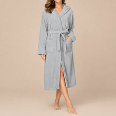 La boutique du peignoir Peignoir Capuche Femme - Long en Polaire, Gris
