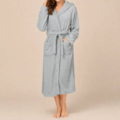 La boutique du peignoir Peignoir Capuche Femme - Long en Polaire, Gris