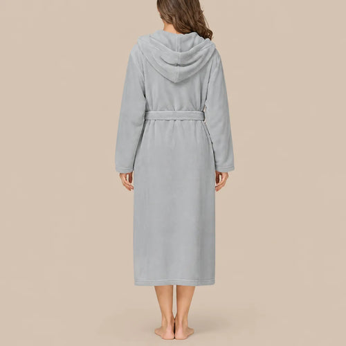 La boutique du peignoir Peignoir Capuche Femme - Long en Polaire, Gris