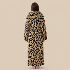 La boutique du peignoir Peignoir Capuche Femme - Long en Polaire Imprimée, Léopard
