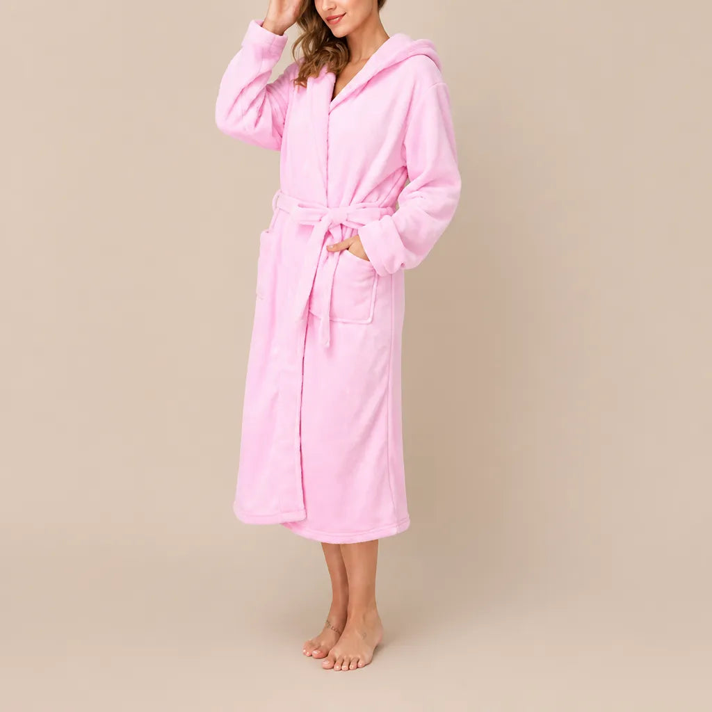 La boutique du peignoir Peignoir Capuche Femme - Long en Polaire, Rose