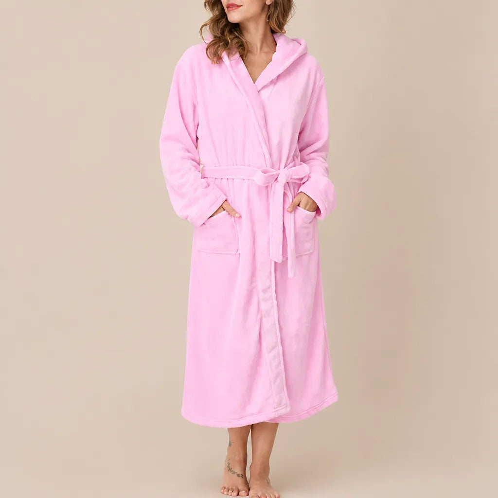 La boutique du peignoir Peignoir Capuche Femme - Long en Polaire, Rose
