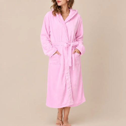 La boutique du peignoir Peignoir Capuche Femme - Long en Polaire, Rose